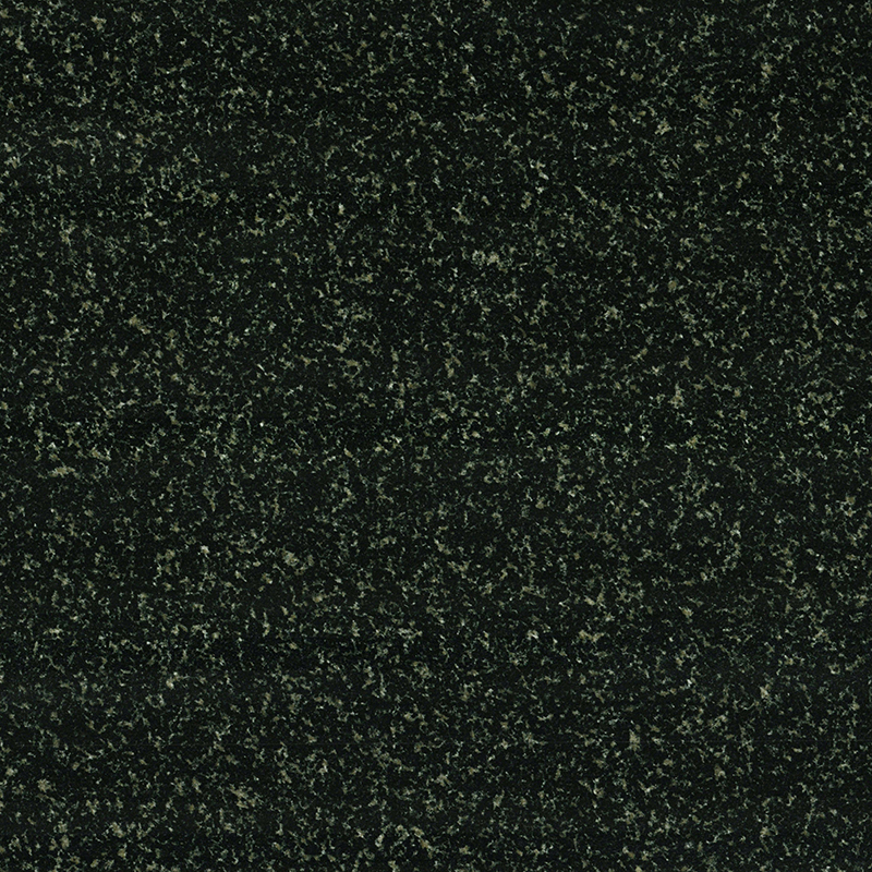 A close-up image of dark green granite, showing a fine-grained, speckled texture with varying shades of green and black. This natural stone background is suitable for memorial designs.