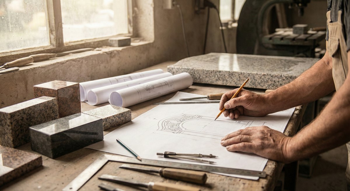 memorial-design-craftsman-sketching-headstone-gifford-monument