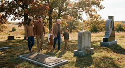 family-choosing-memorial-headstone-cemetery-gifford-monument