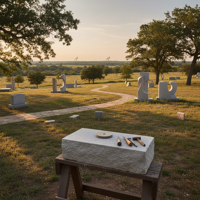 Granite monument in a peaceful landscape, honoring cherished memories with lasting craftsmanship.