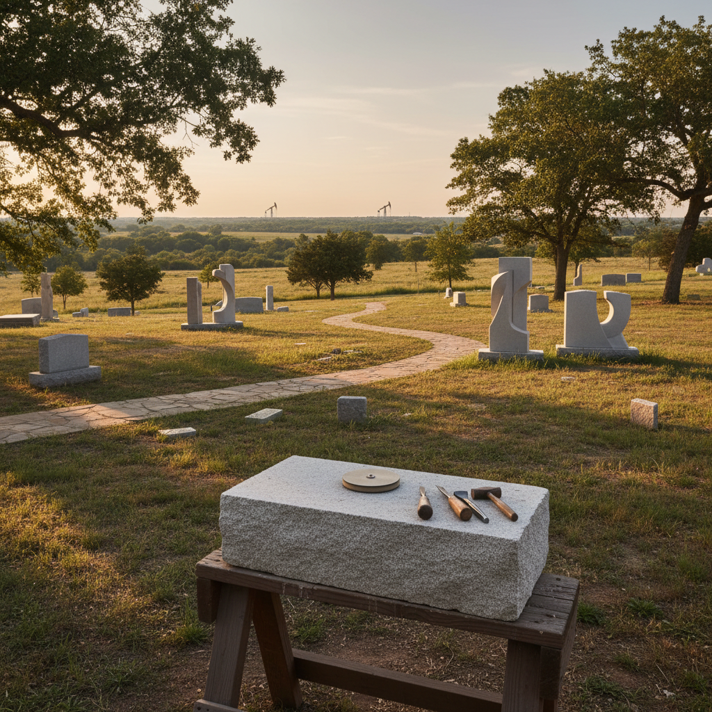 Granite monument in a peaceful landscape, honoring cherished memories with lasting craftsmanship.