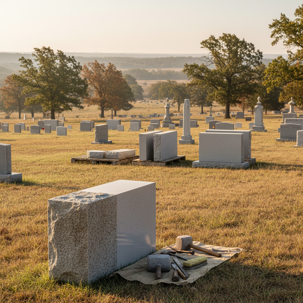 Honoring veterans with meticulously crafted granite headstones and monuments set against a serene landscape.