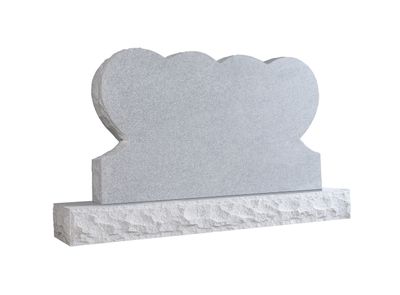 A light gray granite monument featuring a triple heart-shaped upright tablet on a rough-rock finished base, symbolizing the eternal bond of a family or multiple loved ones. The polished surface is ideal for personalized engravings. This contemporary design is perfect for companion or family memorials.